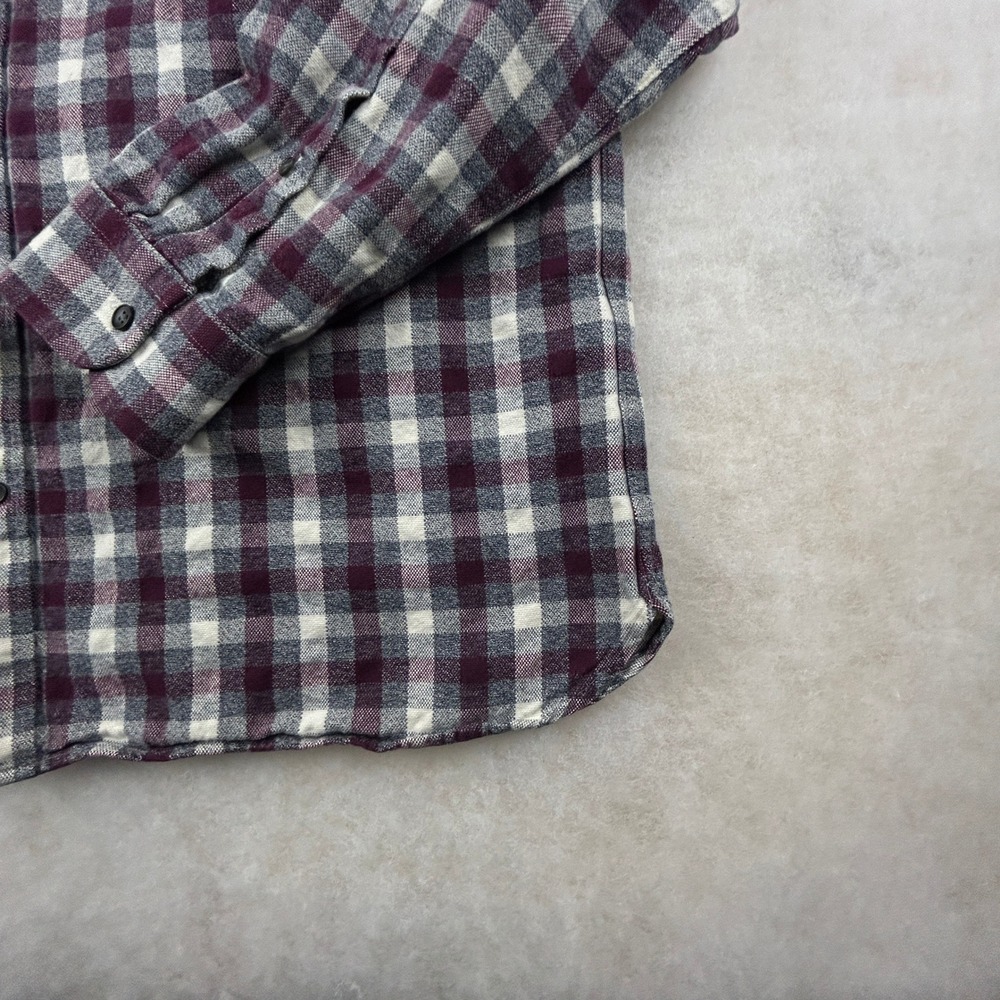 Black Brown 1826 Heavy Flannel Shirt Mens‎ XL Burgundy Gray Plaid Long Sleeve - Picture 6 of 15